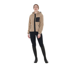 Sudadera polar para mujer con bolsillo Equestro Incienso Beige