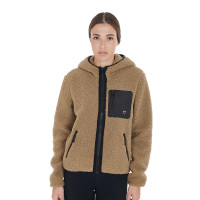 Sudadera polar para mujer con bolsillo Equestro Incienso Beige Sudadera polar para mujer con bolsillo Equestro Incienso Beige