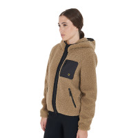 Sudadera polar para mujer con bolsillo Equestro Incienso Beige Sudadera polar para mujer con bolsillo Equestro Incienso Beige