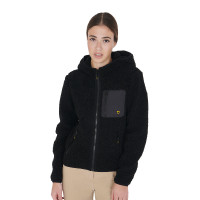 Sudadera polar para mujer con bolsillo Equestro Incienso Beige Sudadera polar para mujer con bolsillo Equestro Incienso Beige