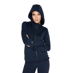 Sudadera técnica de mujer en jersey con cremallera Equestro Americana marina Azul marino Sudadera técnica de mujer en jersey con cremallera Equestro Americana marina Azul marino