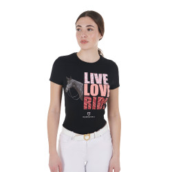 Camiseta Equestro de algodón para mujer Live Love Ride