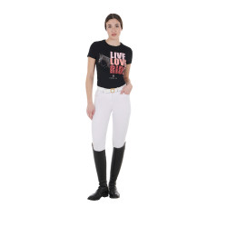 Camiseta Equestro de algodón para mujer Live Love Ride Camiseta Equestro de algodón para mujer Live Love Ride
