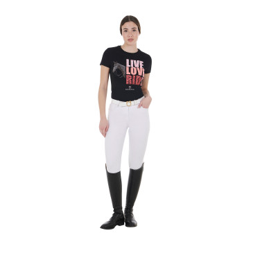 Camiseta Equestro de algodón para mujer Live Love Ride Camiseta Equestro de algodón para mujer Live Love Ride