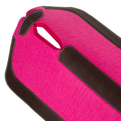 Manta de montar western de fieltro con insertos de cuero 32"x32" Pool's Fucsia Rosa