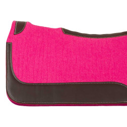 Manta de montar western de fieltro con insertos de cuero 32"x32" Pool's Fucsia Rosa