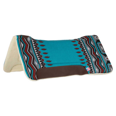 Manta de montar western con inserciones de cuero y relleno de lana sintética Pool's Azul cielo / rojo Multicolor Manta de montar western con inserciones de cuero y relleno de lana sintética Pool's Azul cielo / rojo Multicolor