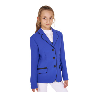 Chaqueta de concurso Equestro para niña en tejido técnico Azul sodalita Chaqueta de concurso Equestro para niña en tejido técnico Azul sodalita