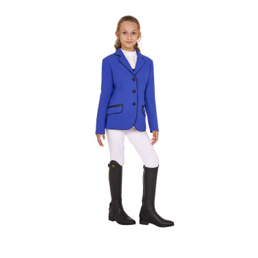 Chaqueta de concurso Equestro para niña en tejido técnico Azul sodalita Chaqueta de concurso Equestro para niña en tejido técnico Azul sodalita
