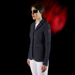 Chaqueta de concurso para mujer Equestro Ridertechnology con costuras termoselladas Marino Azul marino