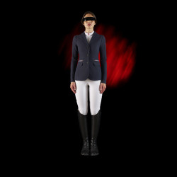 Chaqueta de concurso para mujer Equestro Ridertechnology con costuras termoselladas Marino Azul marino