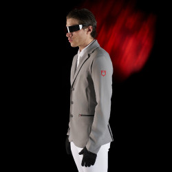 Chaqueta de concurso para hombre Equestro Ridertechnology con costuras termoselladas Pájaro burlón Gris
