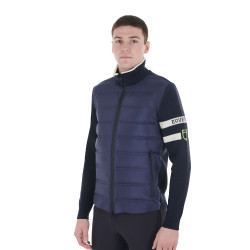 Chaqueta Equestro para hombre de nailon y punto con cremallera Americana marina Azul marino
