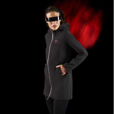Chaqueta larga impermeable mujer Equestro Ridertechnology Negro