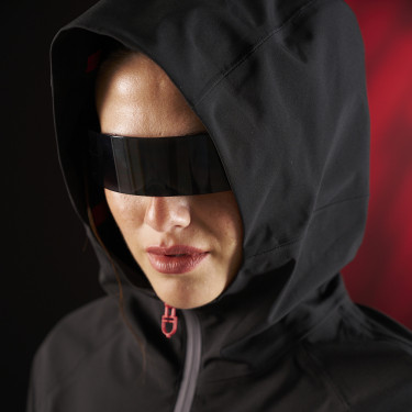 Chaqueta larga impermeable mujer Equestro Ridertechnology Negro