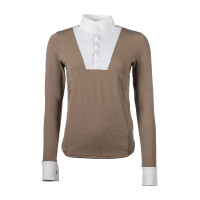 Polo de concurso Virginia de manga larga para mujer HKM Gris pardo Marrón Polo de concurso Virginia de manga larga para mujer HKM Gris pardo Marrón