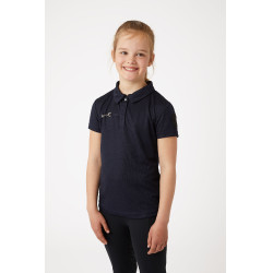 Polo funcional de manga corta para niños Horze Denise Azul marino oscuro