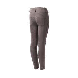 Pantalón de equitación térmico full grip Horze Rhea infantil con bolsillos traseros Halcón pardo Marr&amp;amp;amp;oacute;n