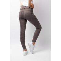 Pantalón de equitación térmico full grip Horze Rhea infantil con bolsillos traseros Halcón pardo Marr&amp;amp;amp;oacute;n