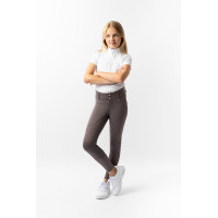 Pantalón de equitación térmico full grip Horze Rhea infantil con bolsillos traseros Halcón pardo Marr&amp;amp;amp;oacute;n