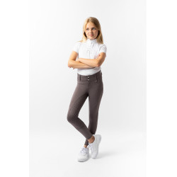 Pantalón de equitación térmico full grip Horze Rhea infantil con bolsillos traseros Halcón pardo Marr&amp;amp;amp;oacute;n
