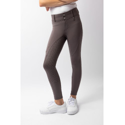 Pantalón de equitación térmico full grip Horze Rhea infantil con bolsillos traseros Halcón pardo Marr&amp;amp;amp;oacute;n