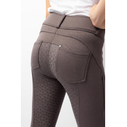 Pantalón de equitación térmico full grip Horze Rhea infantil con bolsillos traseros Halcón pardo Marr&amp;amp;amp;oacute;n