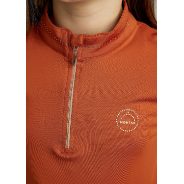 Polo de equitación MoEverline junior rosa dorado de manga larga Polo de equitación MoEverline junior rosa dorado de manga larga