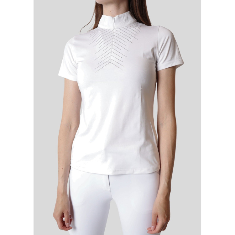 Polo de concurso Montar Bling de manga corta para mujer