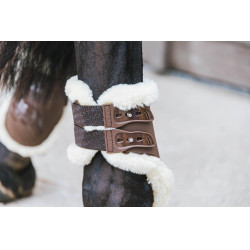 Protector de menudillo elástico con borreguillo vegano Kentucky Castaño Marrón