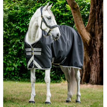Manta Horseware Amigo Bravo 12 50g Turnout Negro / gris titanio / plata