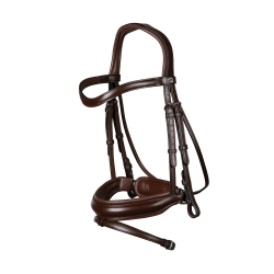 Brida colección Dy'on doma cuero plano Muserola Combinada Mediana con Cierre Pull-Back Castaño Marrón