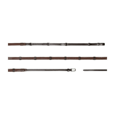 Riendas Howlett Dy'on 3 "D" Goma 1/2'' con 7 pasadores Castaño Marr&amp;amp;amp;oacute;n