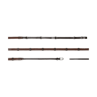 Riendas Howlett Dy'on 3 "D" Goma 1/2'' con 7 topes Castaño Marrón