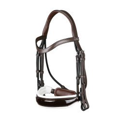 Brida Working de Dy'on Muserola Ancha Brillante Forro Blanco Castaño Marrón