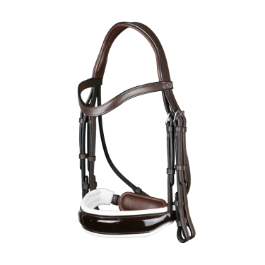 Brida Working de Dy'on Muserola Ancha Brillante Forro Blanco Castaño Marrón