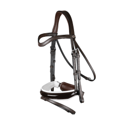 Brida Working by Dy'on Muserola Combinada Ancha Barnizada Forro Blanco Marrón Brida Working by Dy'on Muserola Combinada Ancha Barnizada Forro Blanco Marrón