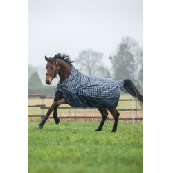 Manta highneck HKM Glasgow 1200D forro liso Azul oscuro / cuadros Motifs