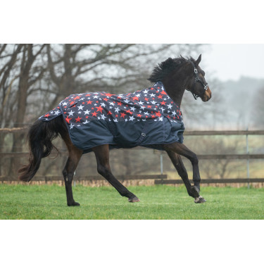 Manta highneck HKM Norwich 600D 100g Azul con estampado de estrellas Motifs