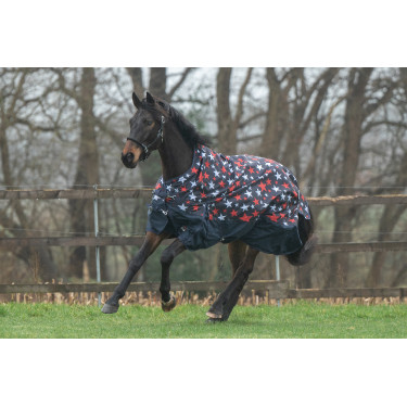 Manta highneck HKM Norwich 600D forrada de forro polar Azul con estampado de estrellas Motifs Manta highneck HKM Norwich 600D forrada de forro polar Azul con estampado de estrellas Motifs