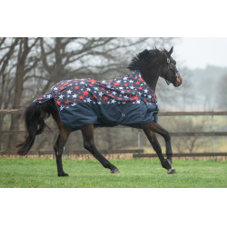 Manta highneck HKM Norwich 600D forrada de forro polar Azul con estampado de estrellas Motifs Manta highneck HKM Norwich 600D forrada de forro polar Azul con estampado de estrellas Motifs