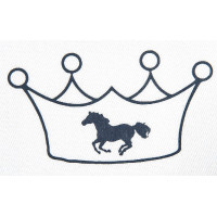 Motivo termoadhesivo corona y caballo HKM Azul marino ps film