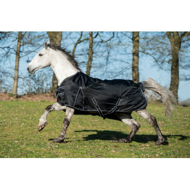 Manta de cuadra Premium HKM 1680D 200g forro liso Negro