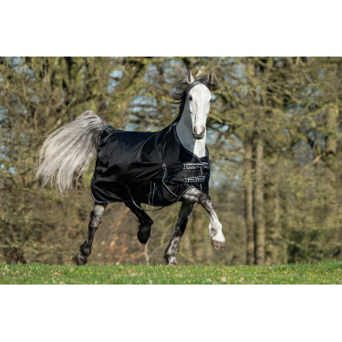 Manta de cuadra Premium HKM 1680D 200g forro liso Negro