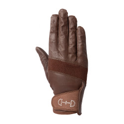 Guantes de cuero y malla para mujer Horze Castaño Marrón Guantes de cuero y malla para mujer Horze Castaño Marrón