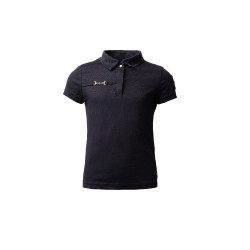 Polo funcional de manga corta para niños Horze Denise Azul marino oscuro