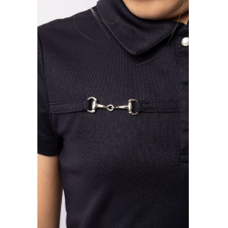 Polo funcional de manga corta para niños Horze Denise Azul marino oscuro