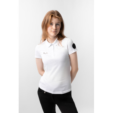 Polo funcional de manga corta para mujer Horze Denise Blanco Polo funcional de manga corta para mujer Horze Denise Blanco