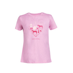 Camiseta infantil HKM I love horse riding Rosa