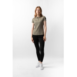 Polo funcional de manga corta para mujer Horze Denise Verde caqui